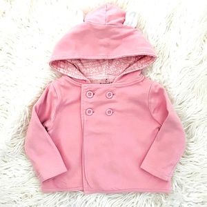 Adorable Double Breasted Rose Pink Hooded Baby Jacket
